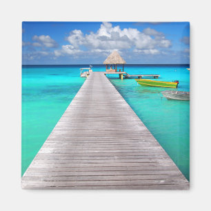Aimant Jetty avec des bateaux dans un lagon tropical