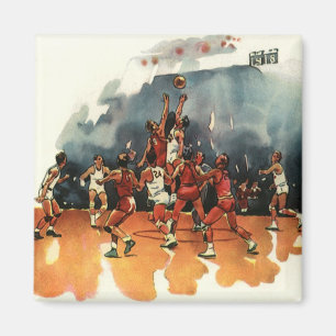 Aimant Jeu De Basketball vintage, Joueurs De Basketball