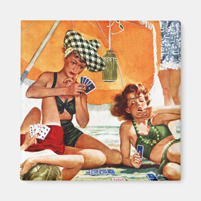 Aimant Jeu de cartes à la plage par Alex Ross (Devant)