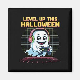 Aimant Jeu de fantôme rétro pixel Halloween mignon et eff