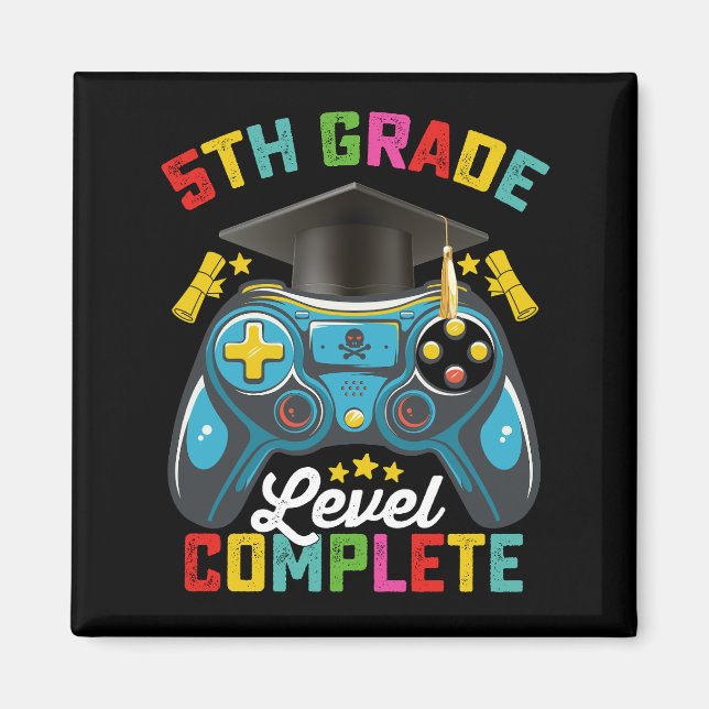 Aimant Jeu de niveau 5e année de fin d'études Gamer (Devant)
