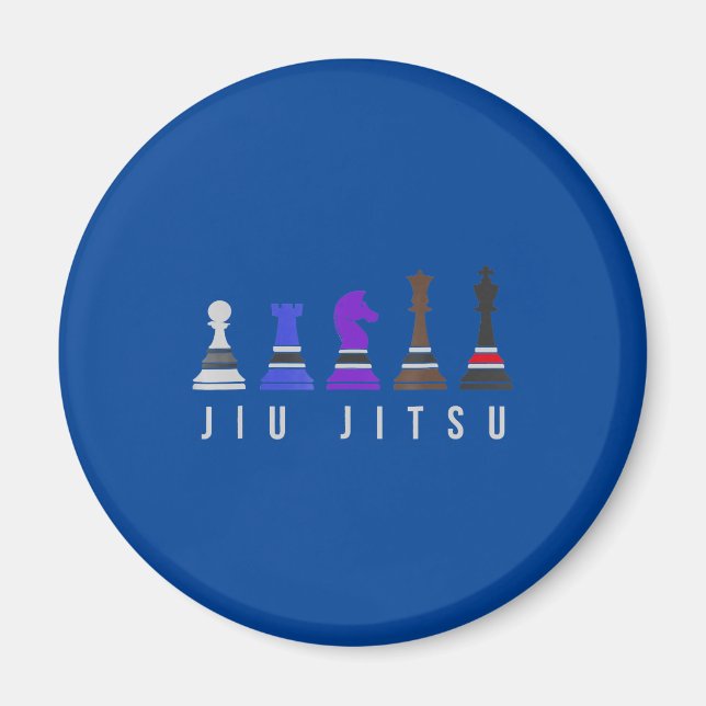 Aimant jeu d'échec jiu jitsu, cadeau bjj avec texte. (Devant)