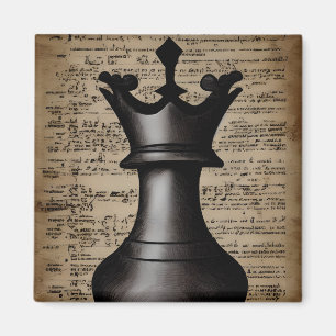 Aimant Jeu d'échecs vintage papier King
