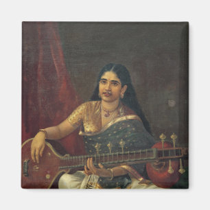 Aimant Jeune femme avec un Veena