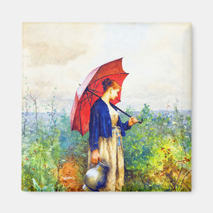 Aimant Jeune femme Tricot par Daniel Ridgway Knight