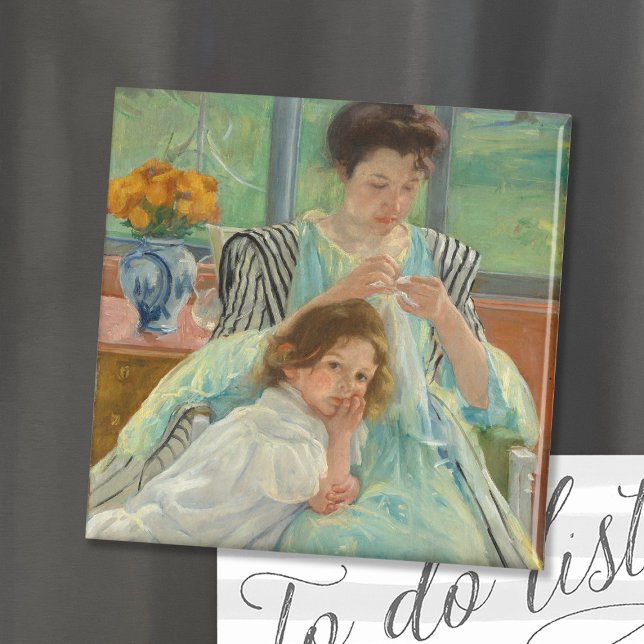 Aimant Jeune mère coudre | Mary Cassatt (Créateur téléchargé)