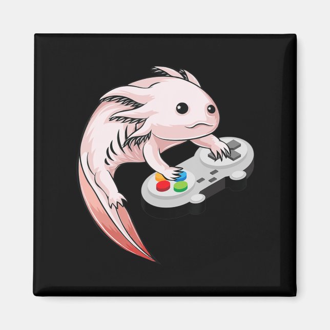Aimant Jeux vidéo Gamesolotl Axolotl Jeux Kawaii Anime (Devant)