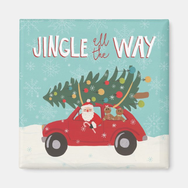 Aimant Jingle Tout Le Chemin | Père Noël Car (Devant)