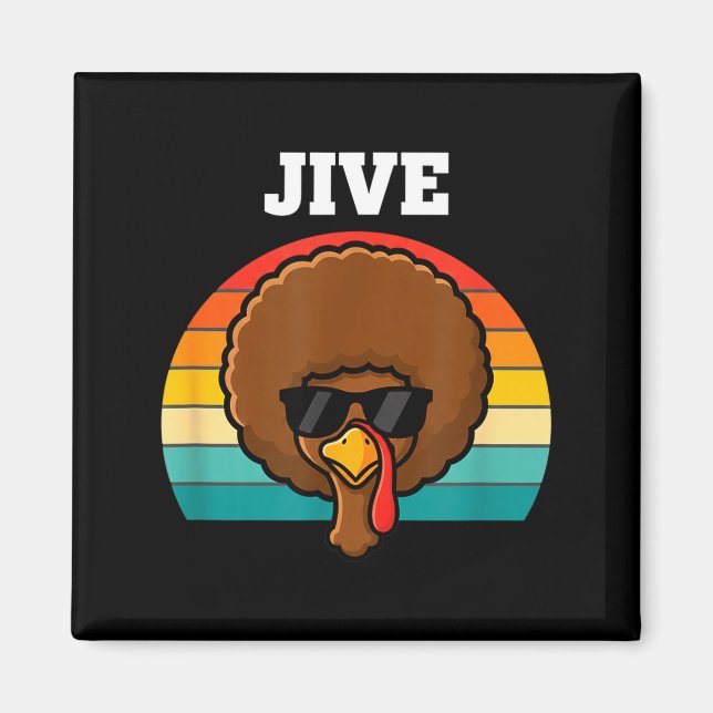 Aimant Jive Turkey Afro Retro 70s Thanksgiving Turkey Day (Devant)