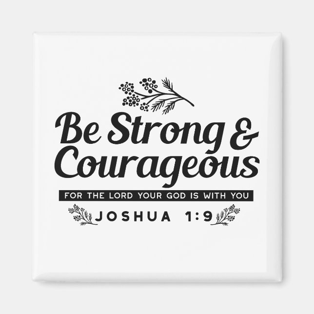 Aimant Jo 1:9 Conception du Verset biblique -Soyez fort e (Devant)