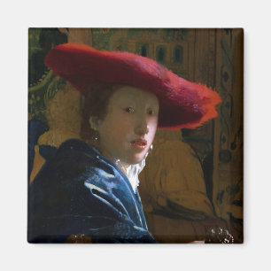 Aimant Johannes Vermeer - Fille avec un Casquette rouge