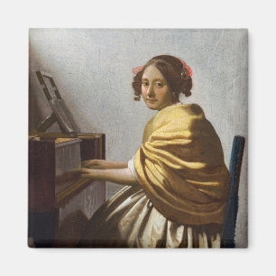 Aimant Johannes Vermeer - Jeune femme assise à Virginal