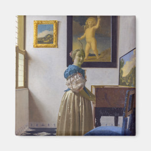 Aimant Johannes Vermeer - Lady debout dans une virginale