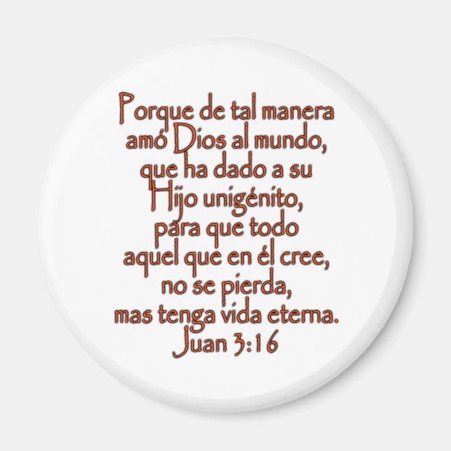 Aimant John 3:16 Espagnol (Devant)