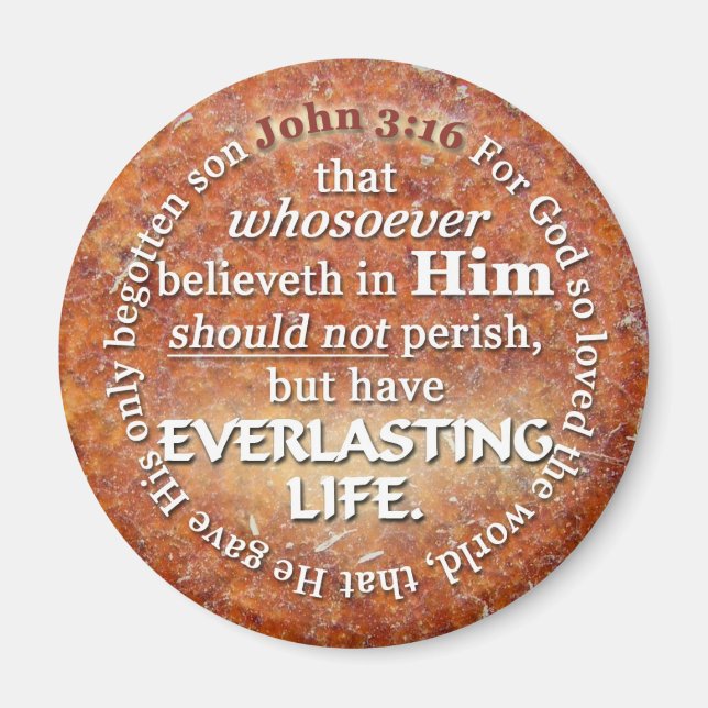 Aimant John 3:16 KJV Vie éternelle Bible Verse Citation (Devant)