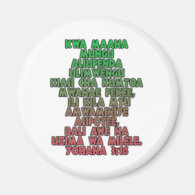 Aimant John 3:16 Swahili (Devant)