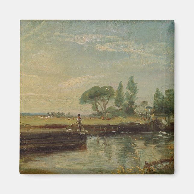 Aimant John Constable | A Barge below Flatford Lock, c.18 (Devant)