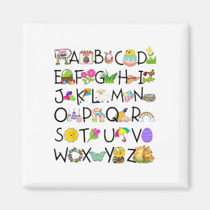 Aimant Joli Alphabet Drôle Jour de Pâques Abc Alphabet Oe
