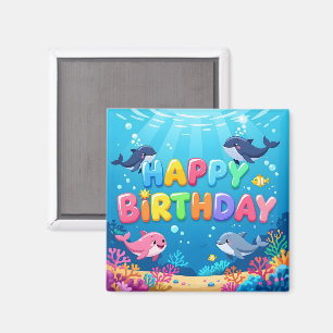 Aimant Joli Anniversaire dauphin marin