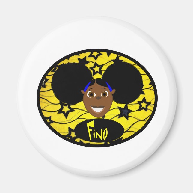 Aimant Joli Black Cartoon Girl Fino (Devant)