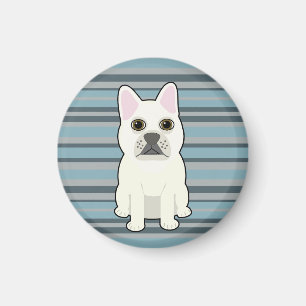 Aimant Joli Bouledogue Français rayé bleu