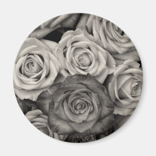 Aimant Joli Bouquet de fleurs en roses noires et blanches