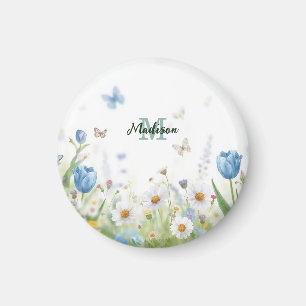 Aimant Joli bouquet de fleurs sauvages de printemps vert 
