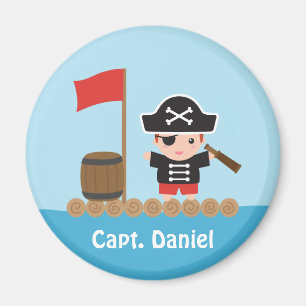 Aimant Joli capitaine pirate océan radeau garçon