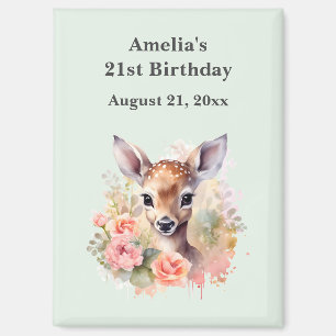 Aimant Joli Cerf Entouré de Ros Anniversaire Enregistrer 