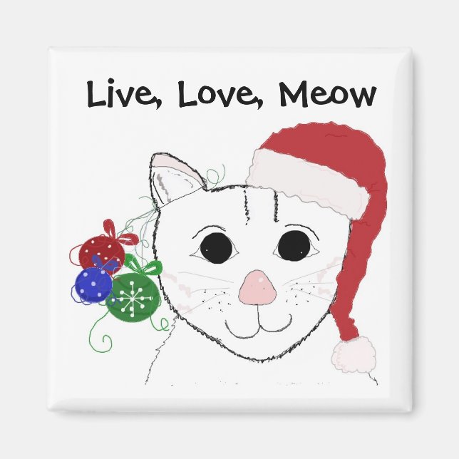 Aimant Joli chat de Noël avec citation (Devant)