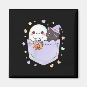 Aimant Joli Chat Noir Fantôme de Poche Halloween Amusant
