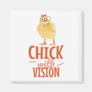 Aimant Joli Chick Avec Lunettes - Chick Avec Vision