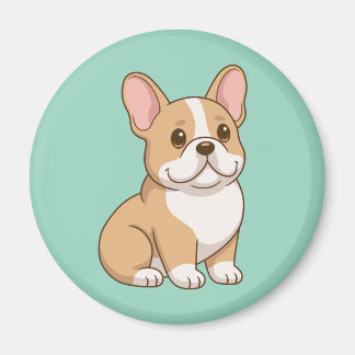Aimant Joli chiot Bouledogue Français sur fond vert