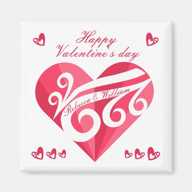 Aimant Joli coeur de Saint Valentin Personnalisé (Devant)