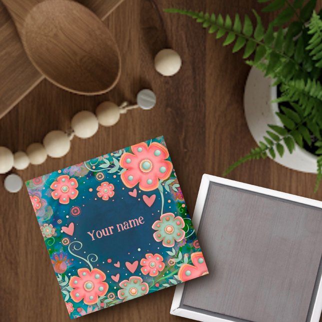 Aimant Joli Coeurs Floraux Rose Customisé Inspirivité (Créateur téléchargé)