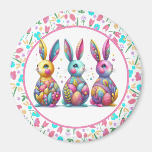 Aimant Joli, coloré 3 lapin de Pâques