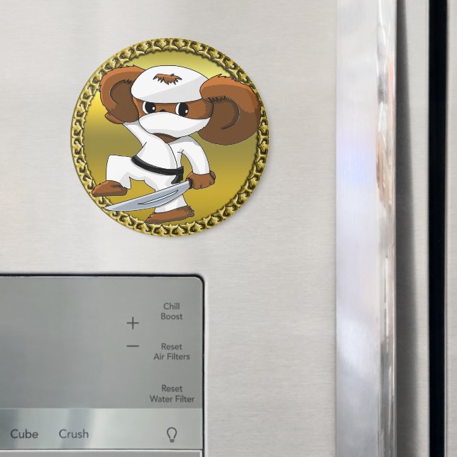 Aimant Joli dessin animé Cheburashka ours avec épée (In situ (réfrigérateur))