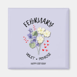 Aimant Joli FÉVRIER Naissance Mois Fleur Anniversaire