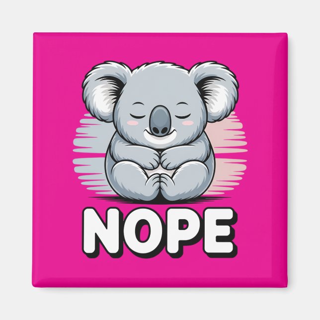 Aimant Joli koala endormi “Non” Dessin animé drôle (Devant)