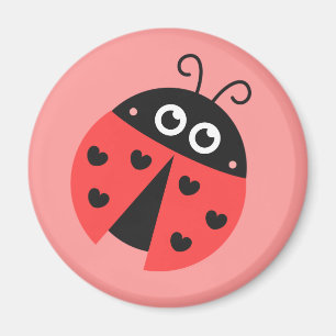 Aimant Joli Ladybug avec les coeurs comme taches