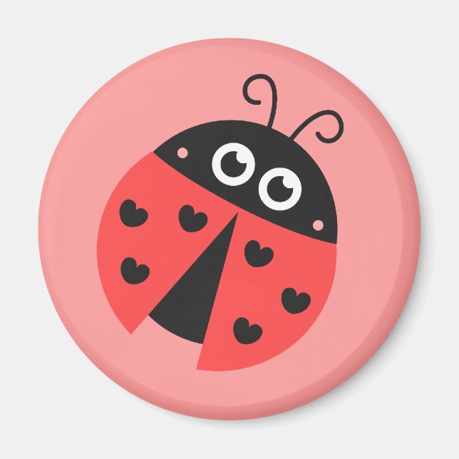 Aimant Joli Ladybug avec les coeurs comme taches (Devant)