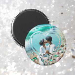 Aimant Joli Mariage photo en verre de mer
