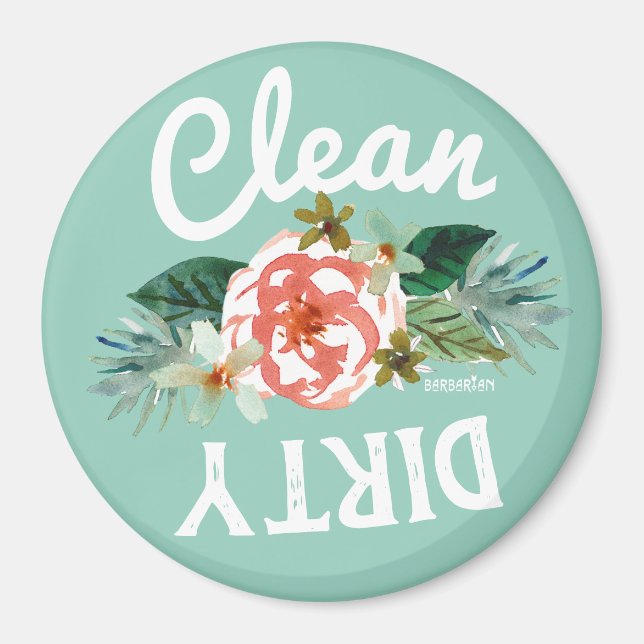 Aimant Joli Mint Floral NETTOYANT DIRTY Lave-vaisselle Ma (Devant)