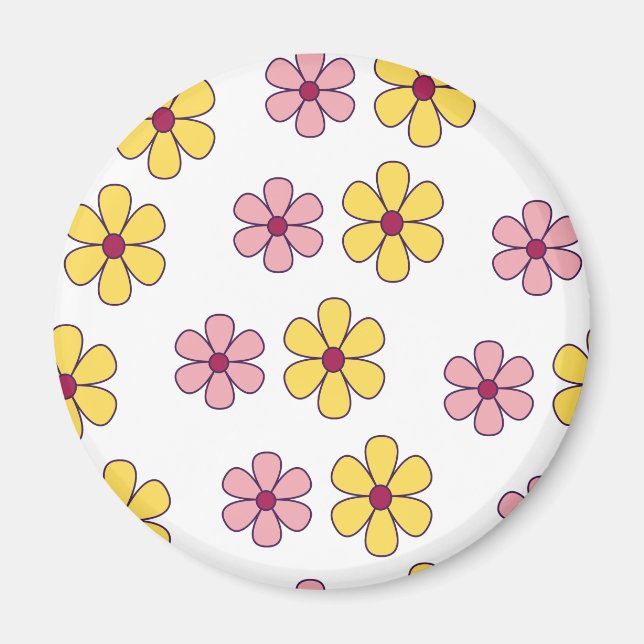 Aimant Joli motif de grandes fleurs (Devant)