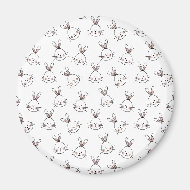 Aimant Joli Motif lapin blanc de Pâques (Devant)
