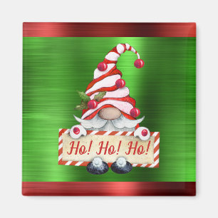 Aimant Joli Noël Rouge Vert Gnome Ho! Ho ! Ho !
