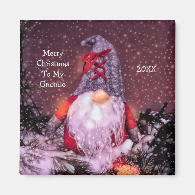 Aimant Joli Noël Whimsical Gnome Holiday Tree (Devant)