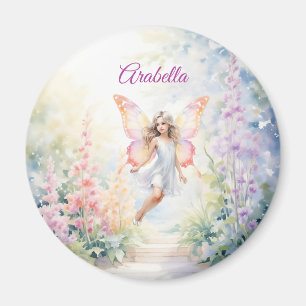 Aimant Joli Pastel Butterfly Fairy in Flower Garden