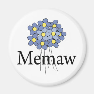 Aimant Joli T-shirt bleu Flower Memaw