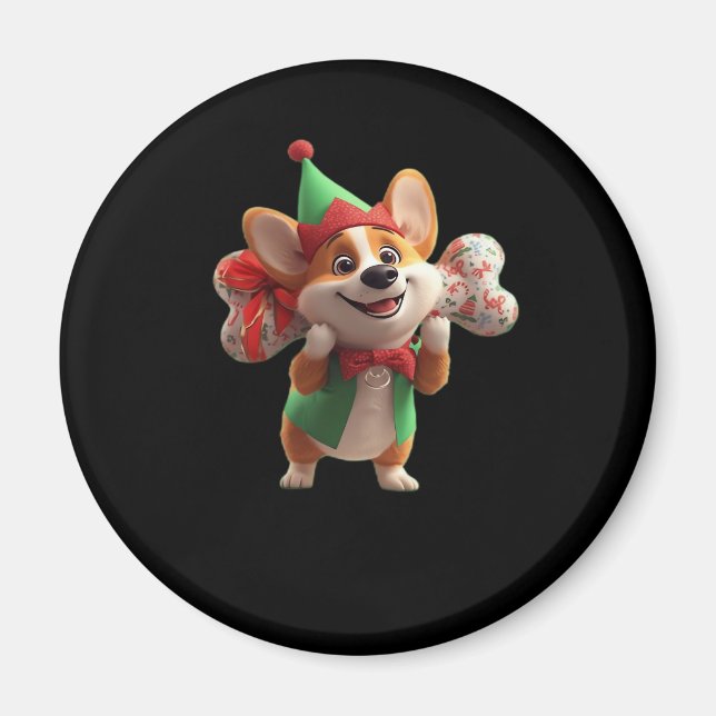 Aimant Joli T-shirt classique Corgi Noël (Devant)